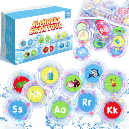 Juguete de baño flotante para niños pequeños, 26 piezas con alfabeto