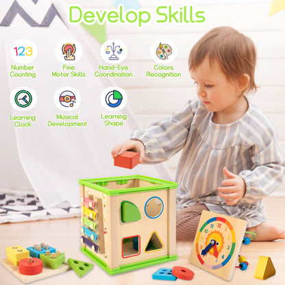 Cubo de actividades de madera 7 en 1 | Juguetes Montessori
