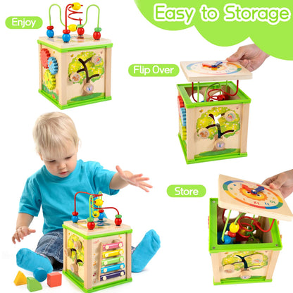 Cubo de actividades de madera 7 en 1 | Juguetes Montessori