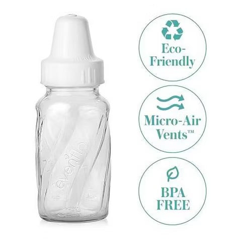 Biberones Evenflo Classic de vidrio transparente - 4oz/paquete de 6