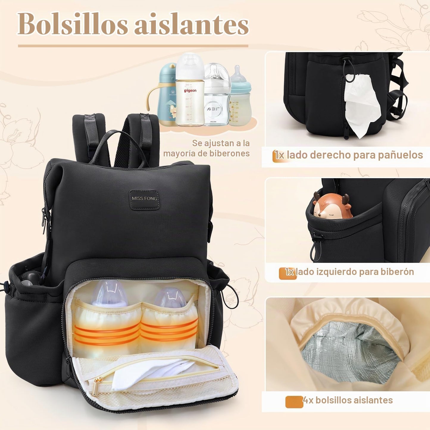 Miss Fong - Mochila para pañales Mochila de neopreno para bebé