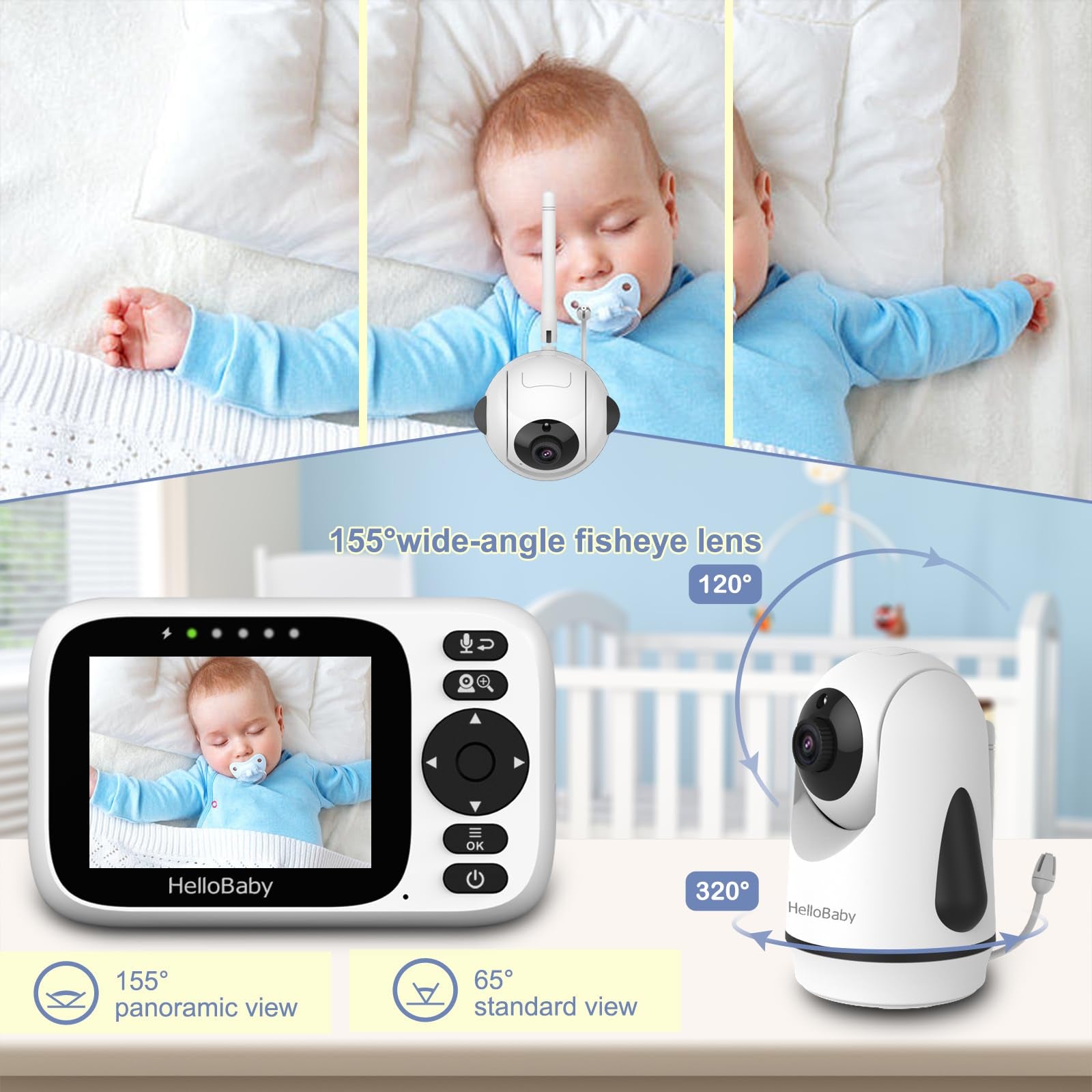 HelloBaby Monitor de bebé con pantalla IPS de 3.2 pulgadas, monitor de –  Mom to Mom