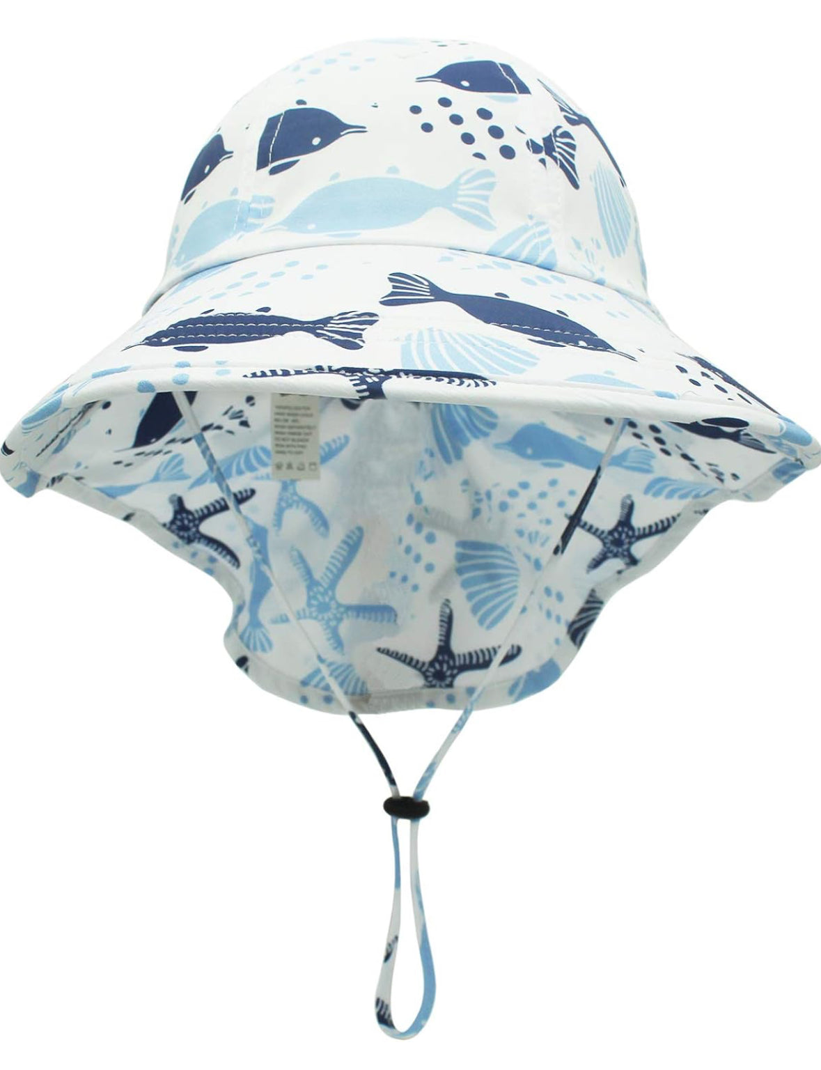 Connectyle Sombrero de playa para niños con solapa para el cuello, ala grande, UPF 50+