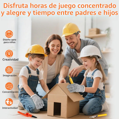 Herramientas de corte de cartón para niños con caja de almacenamiento