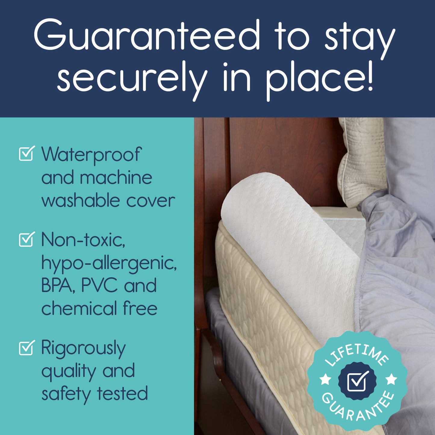 hiccapop Riel de cama inflable para niños pequeños