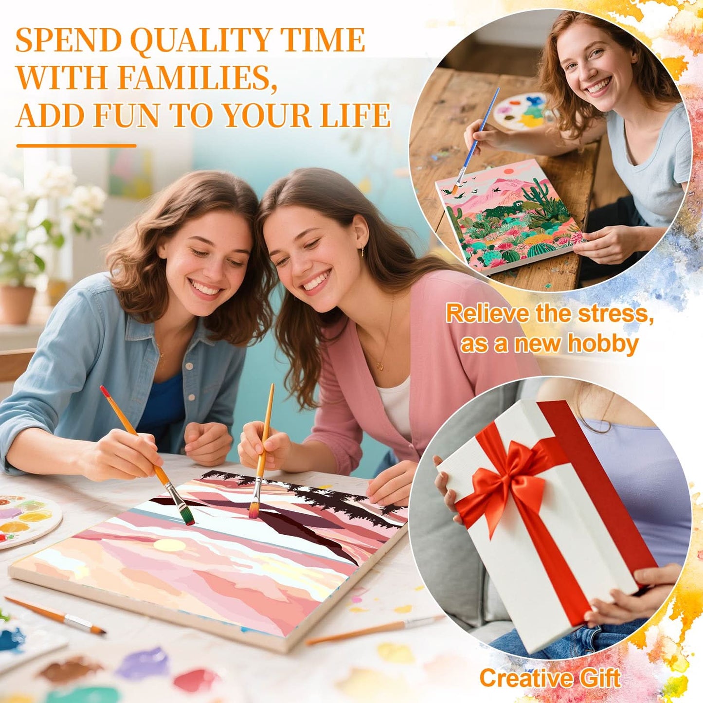 Ninonly Paquete de 4 pinturas por números para adultos lienzo enmarcado, 9x 12 pulgadas