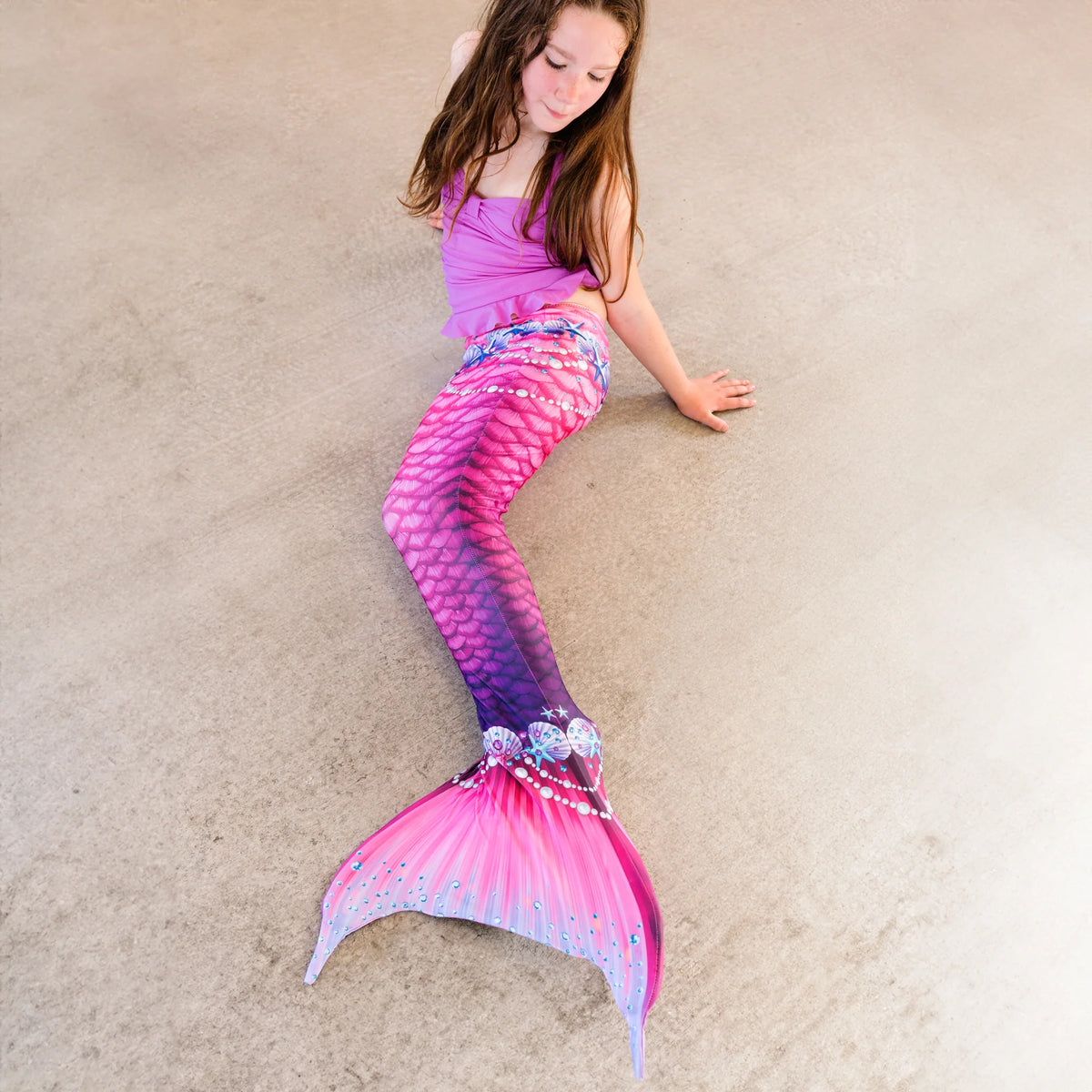 Fin Fun - Cola de sirena auténtica para niños, resistente al desgaste, para nadar, monoaleta incluida