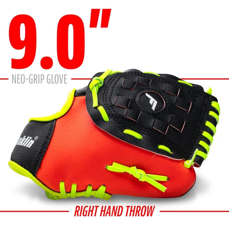 Franklin Sports Neo-Grip Kids Teeball Set de Guante + Pelota, 9 in