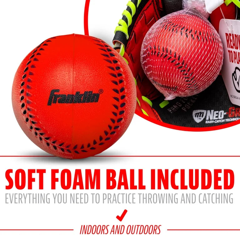 Franklin Sports Neo-Grip Kids Teeball Set de Guante + Pelota, 9 in