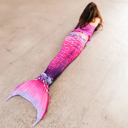 Fin Fun - Cola de sirena auténtica para niños, resistente al desgaste, para nadar, monoaleta incluida