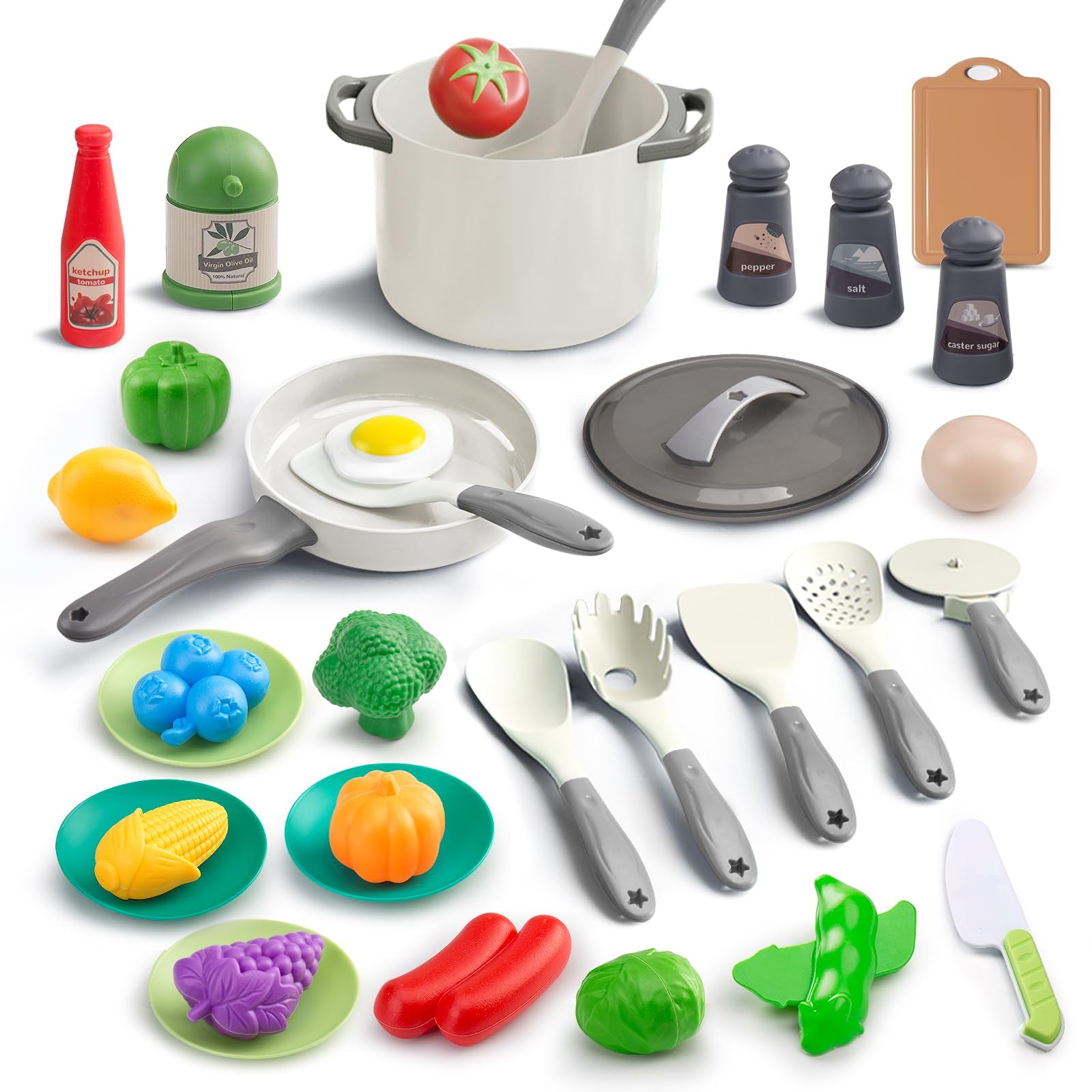 35 piezas de accesorios de juguete de cocina para niños