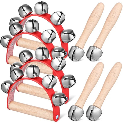 Juego de 8 cascabeles de madera con mango