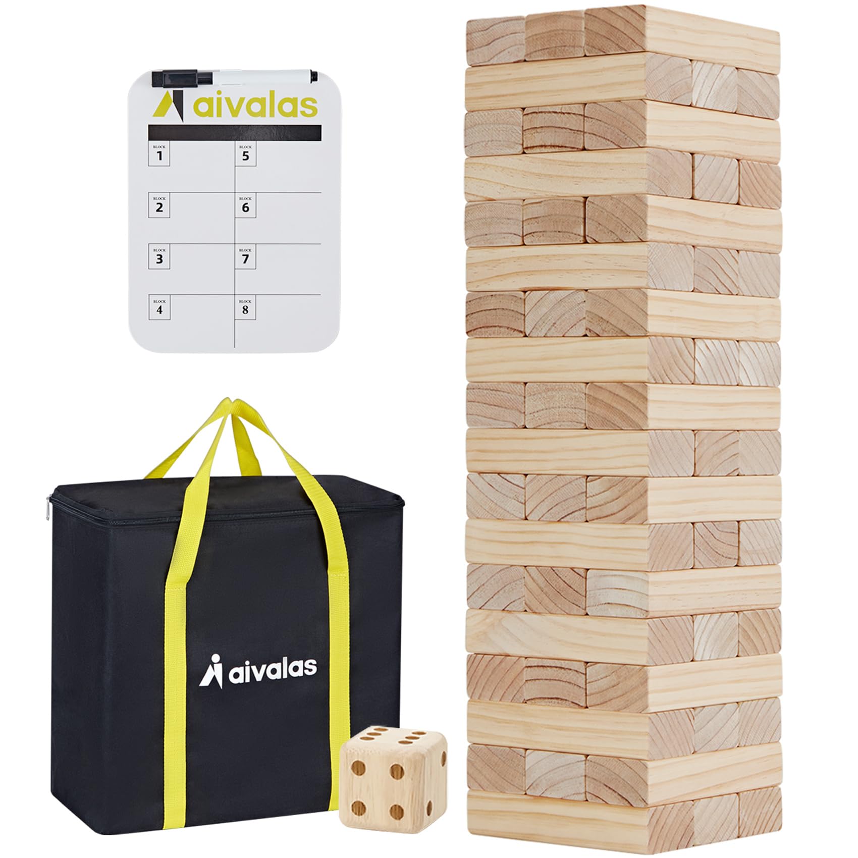 Aivalas Juegos de bloques de madera gigantes, juegos de torre grande de 56 bloques