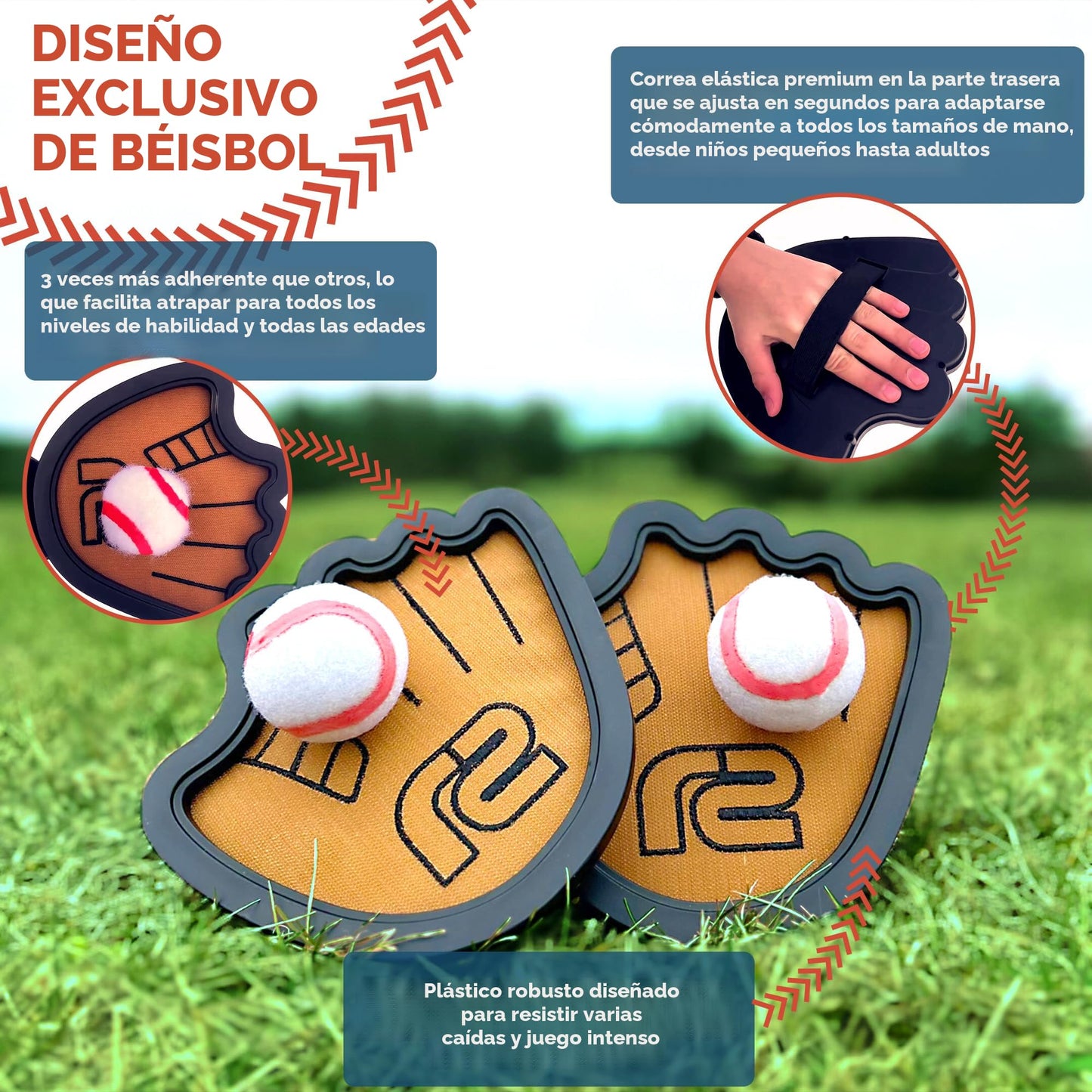 Juego de pelota para lanzar y atrapar, pelotas adhesivas fáciles de usar y guante de entrenamiento de béisbol