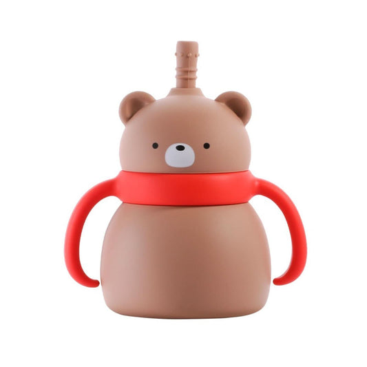 PandaEar Taza de entrenamiento de silicona para bebés con asas y popote, sin BPA,  6.8 onzas