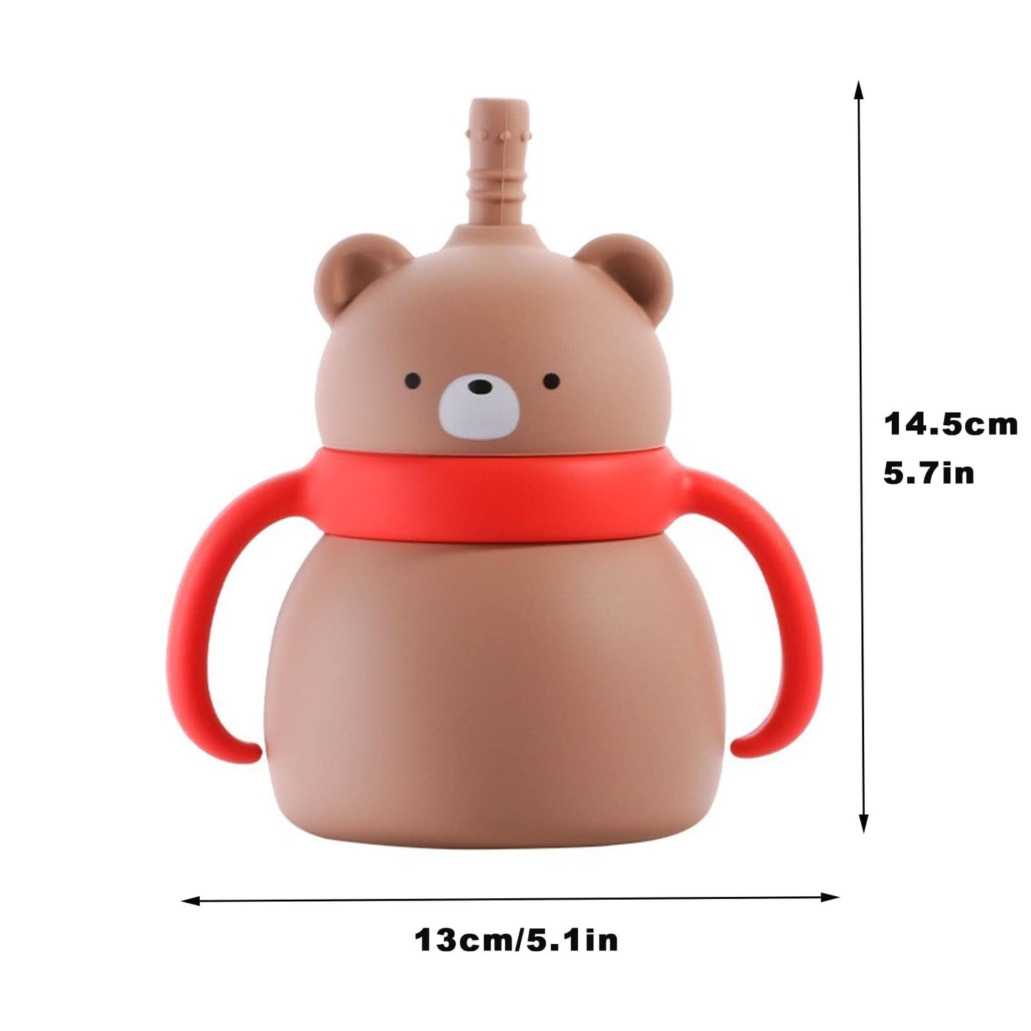 PandaEar Taza de entrenamiento de silicona para bebés con asas y popote, sin BPA,  6.8 onzas