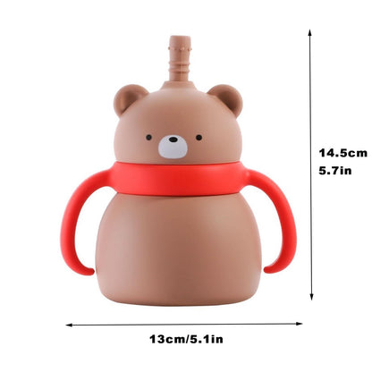 PandaEar Taza de entrenamiento de silicona para bebés con asas y popote, sin BPA,  6.8 onzas