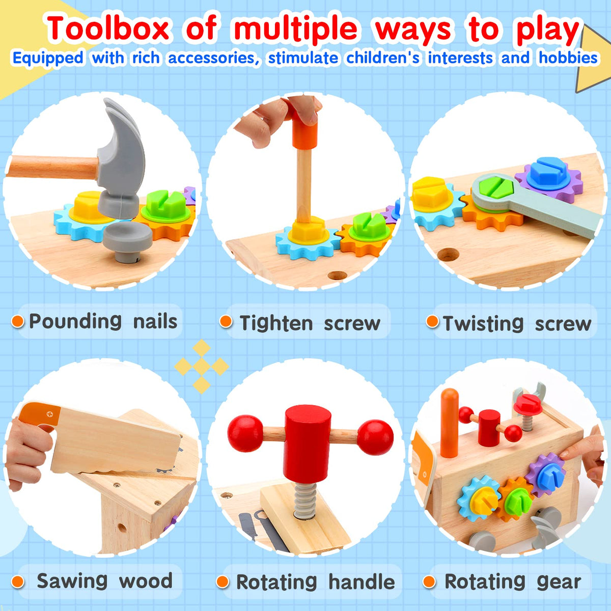 Juego de herramientas para niños - 29 piezas de herramientas de madera