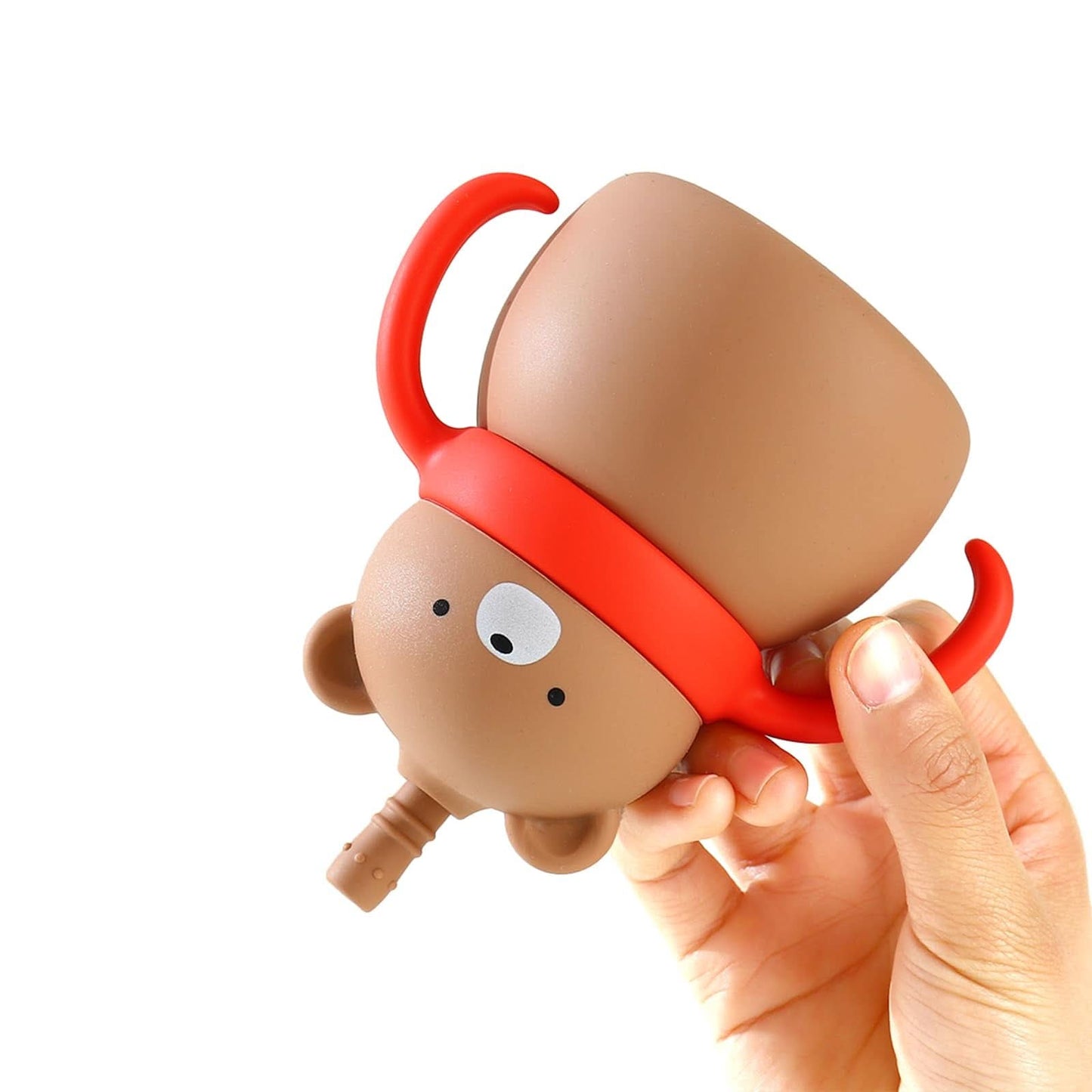 PandaEar Taza de entrenamiento de silicona para bebés con asas y popote, sin BPA,  6.8 onzas