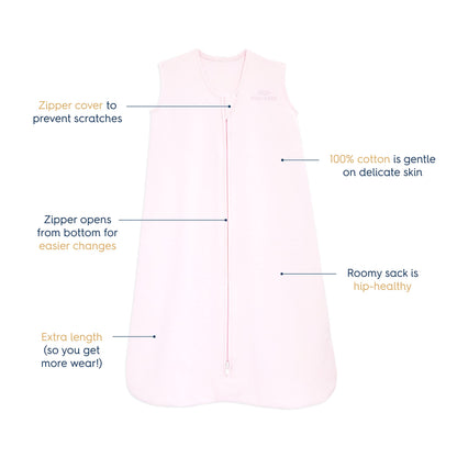 HALO, SleepSack - Manta de vestir tipo saco de dormir de 100% algodón, 0.5tog, 18-24 meses
