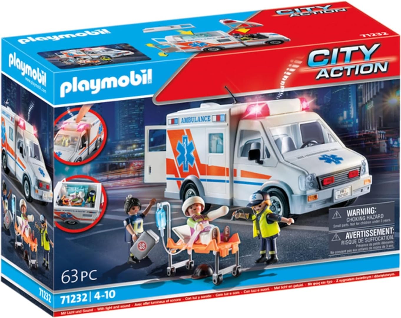 Ambulancia Playmobil con accesorios y 3 figuras