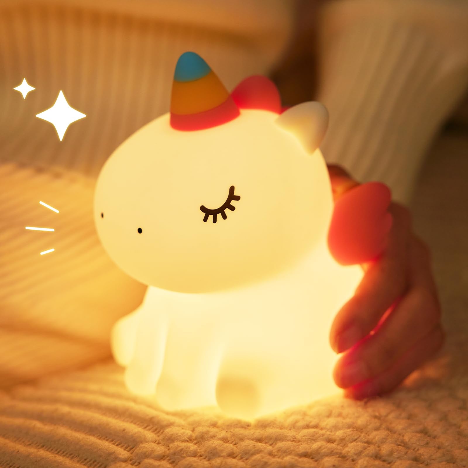 Linda luz nocturna LED para niños, recargable de silicona