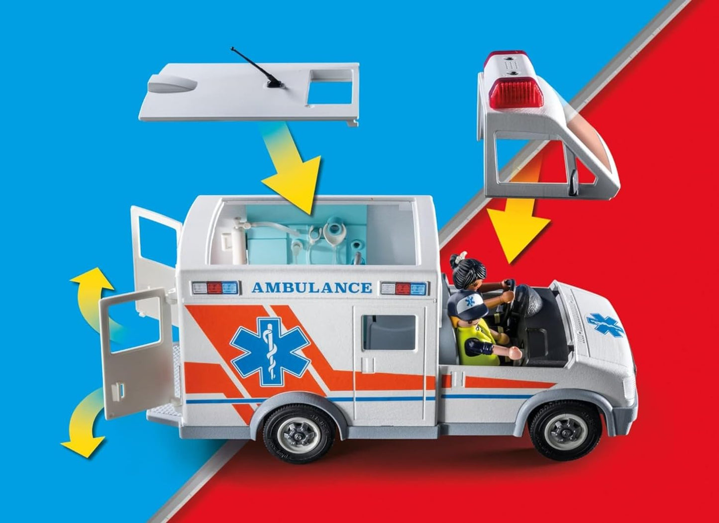 Ambulancia Playmobil con accesorios y 3 figuras