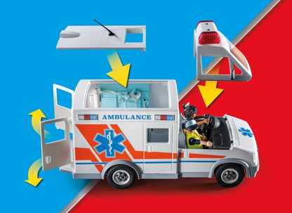 Ambulancia Playmobil con accesorios y 3 figuras