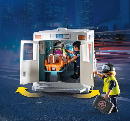 Ambulancia Playmobil con accesorios y 3 figuras