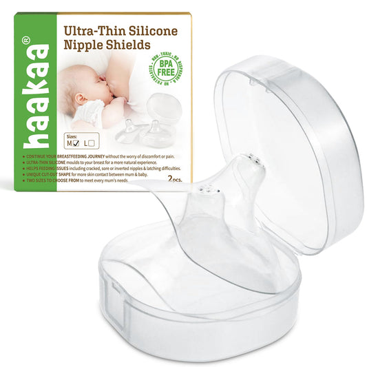 haakaa Protectores de pezón de silicona para lactancia, Ultradelgados Supersuaves (18mm, 2 piezas)