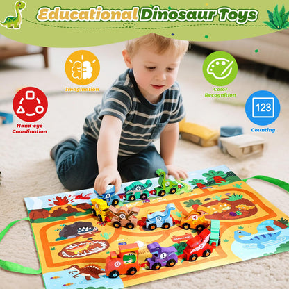 Juego de 11 piezas de tren magnético de dinosaurio