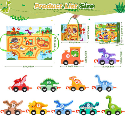 Juego de 11 piezas de tren magnético de dinosaurio