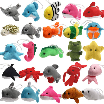 Paquete de 25 mini juguetes de peluche de animales del océano