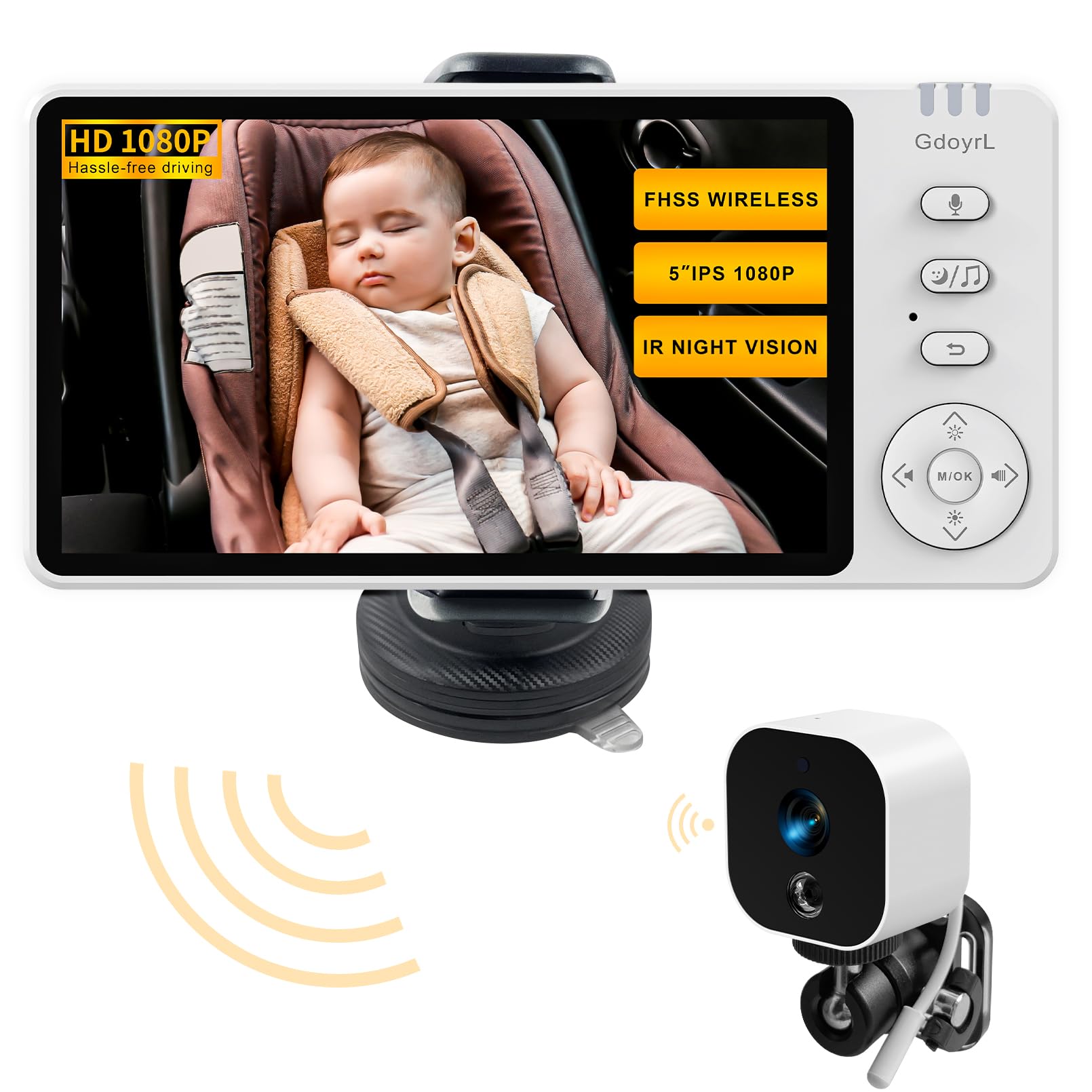 Cámara de coche de bebé para asiento trasero