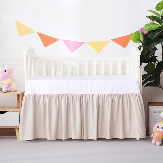 Falda para cuna, 100% algodón egipcio, 52 x 28 pulgadas con falda de cama de cuna de 14 pulgadas