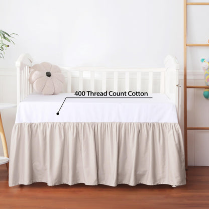 Falda para cuna, 100% algodón egipcio, 52 x 28 pulgadas con falda de cama de cuna de 14 pulgadas
