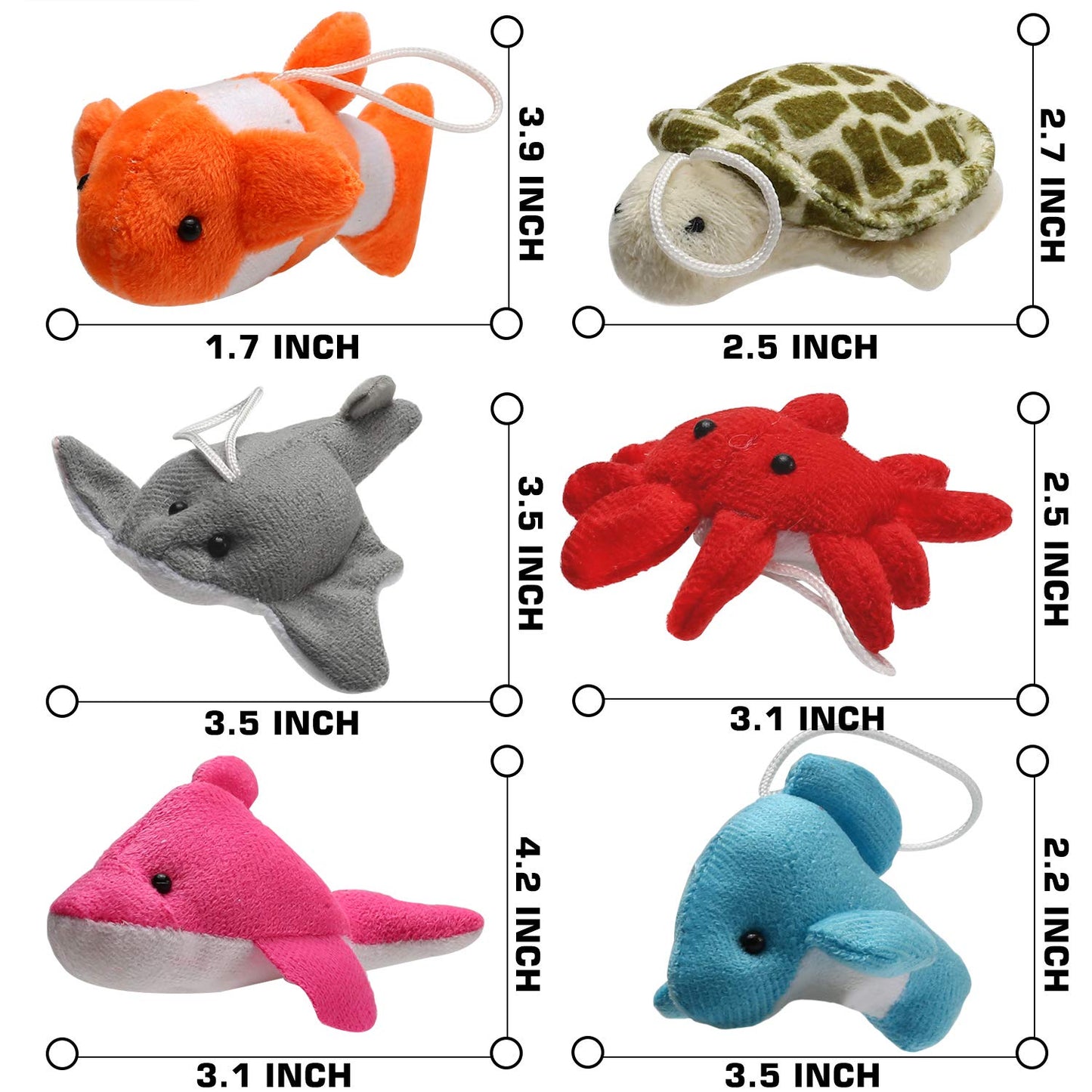 Paquete de 25 mini juguetes de peluche de animales del océano