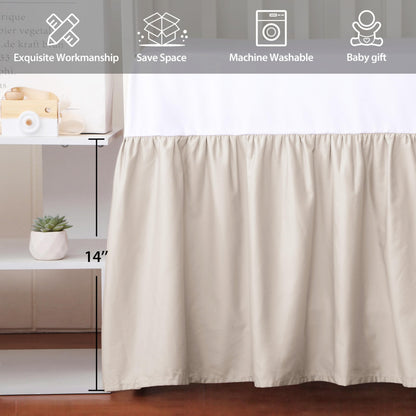 Falda para cuna, 100% algodón egipcio, 52 x 28 pulgadas con falda de cama de cuna de 14 pulgadas