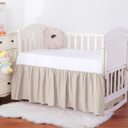 Falda para cuna, 100% algodón egipcio, 52 x 28 pulgadas con falda de cama de cuna de 14 pulgadas