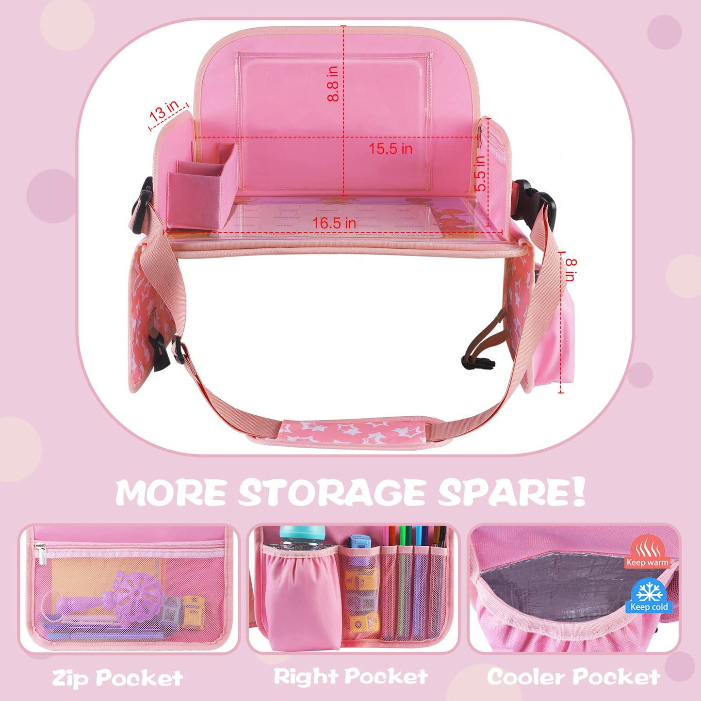 MENZOKE Store bandeja de viaje para niños para asiento de coche