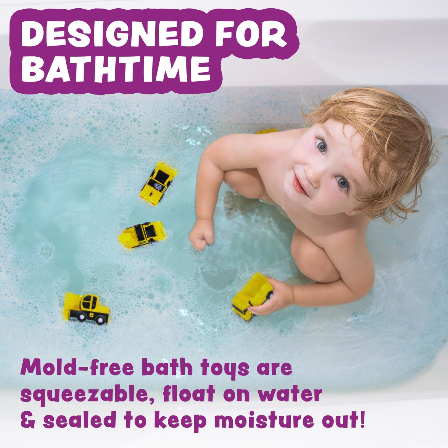 Juguetes de baño antimoho Tub Works® Construction™ Trucks, paquete de 6