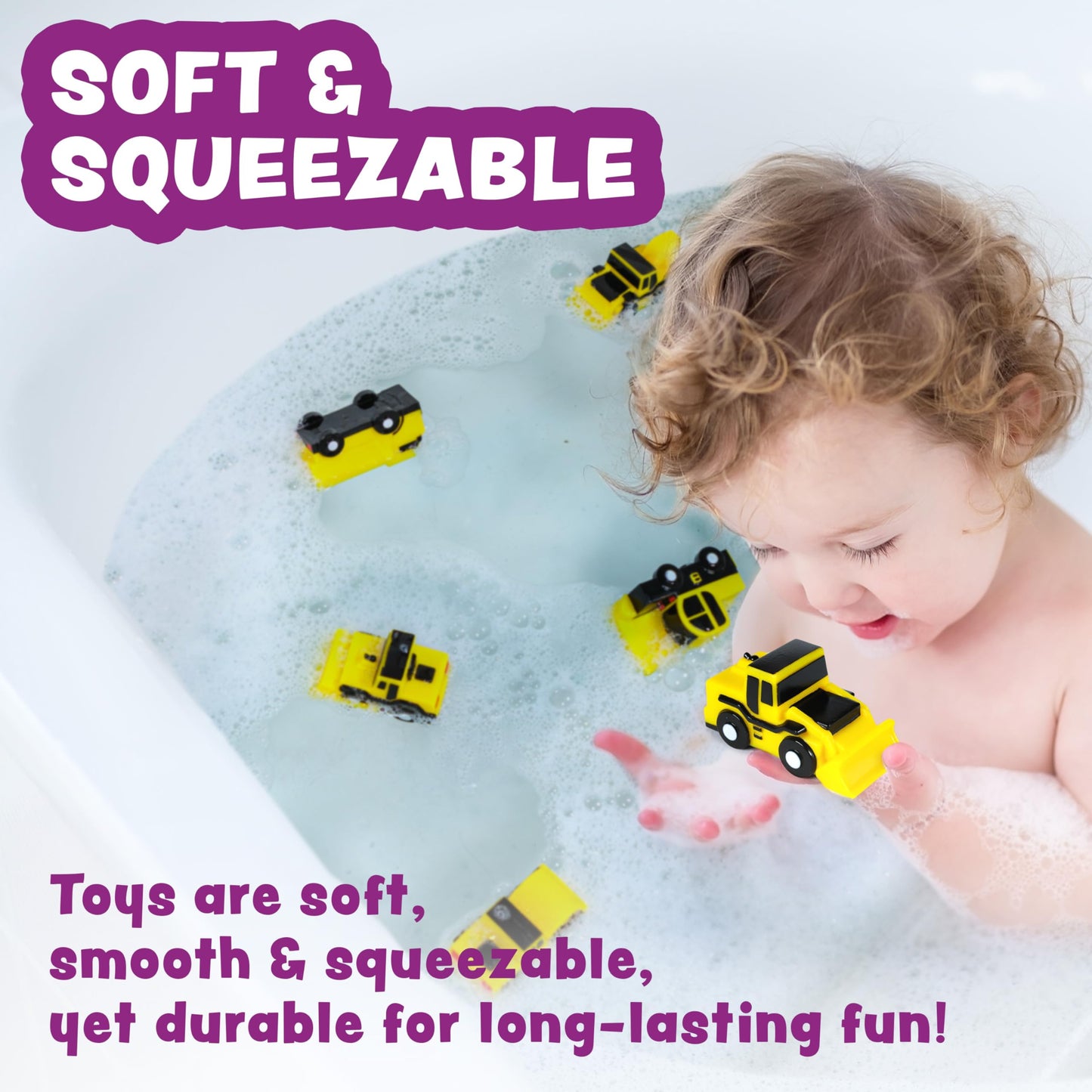 Juguetes de baño antimoho Tub Works® Construction™ Trucks, paquete de 6
