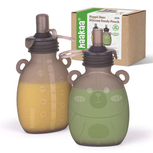 haakaa Yummy Pouch Bolsa reutilizable para alimentos para bebés,4 onzas, paquete de 2