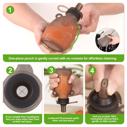 haakaa Yummy Pouch Bolsa reutilizable para alimentos para bebés,4 onzas, paquete de 2