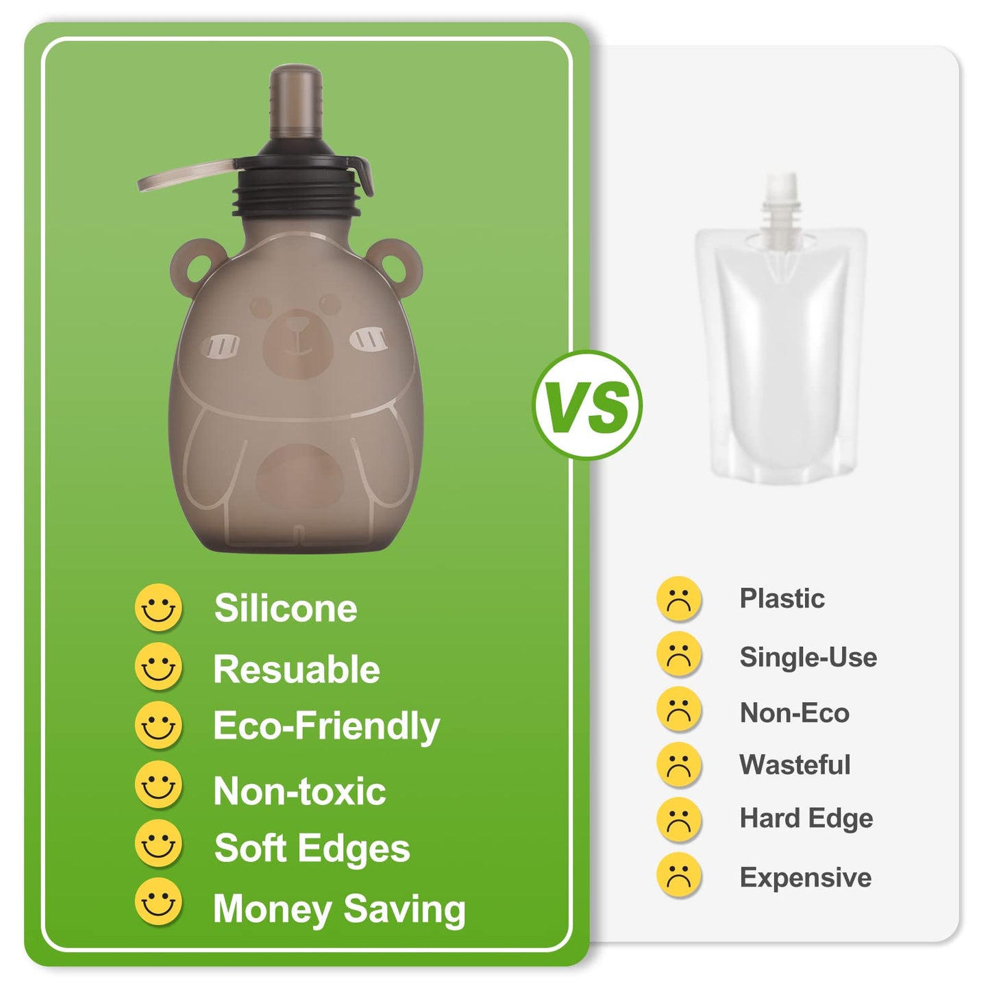 haakaa Yummy Pouch Bolsa reutilizable para alimentos para bebés,4 onzas, paquete de 2