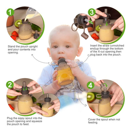 haakaa Yummy Pouch Bolsa reutilizable para alimentos para bebés,4 onzas, paquete de 2