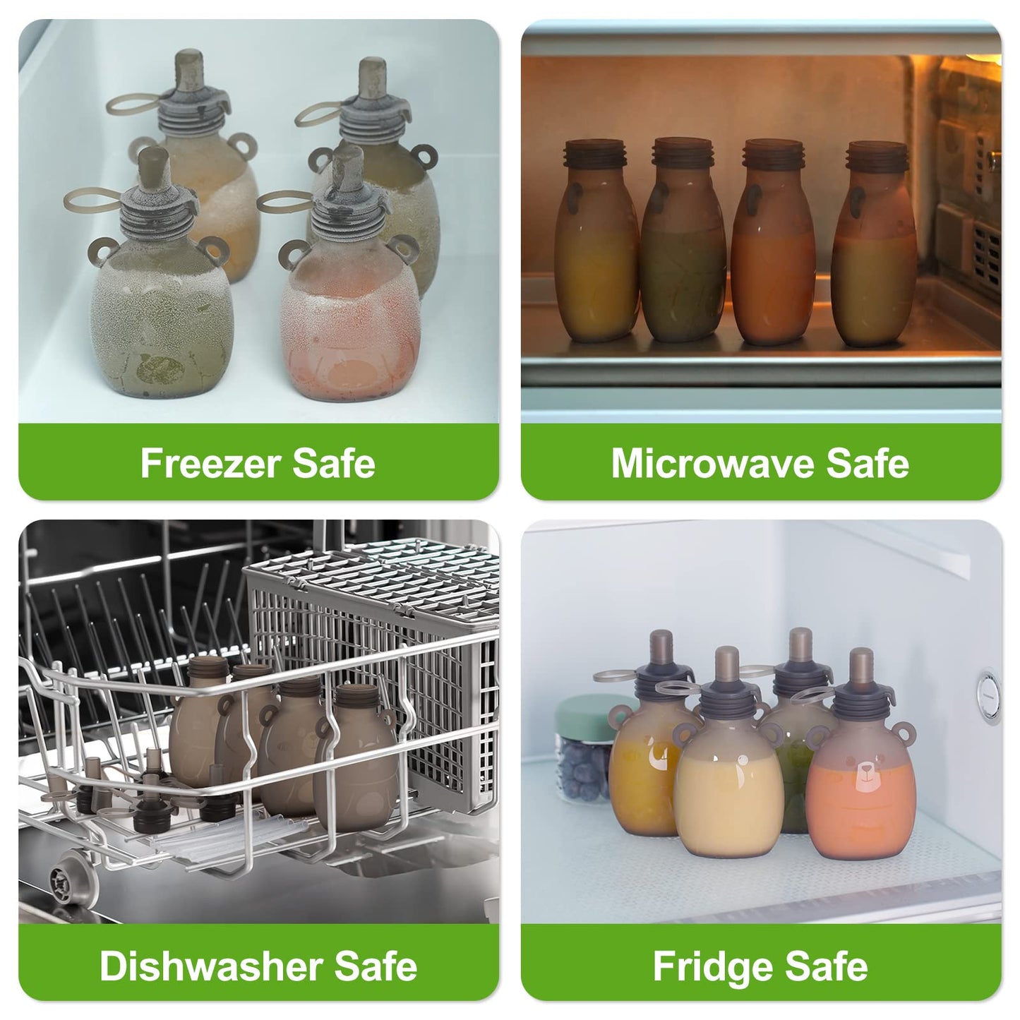 haakaa Yummy Pouch Bolsa reutilizable para alimentos para bebés,4 onzas, paquete de 2