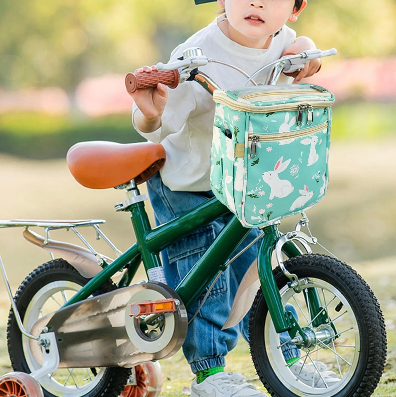 Cesta para bicicleta y accesorio decorativo frontal, resistente al agua