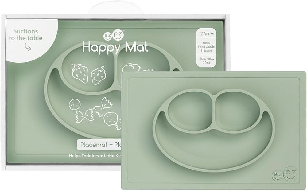 ezpz Happy Mat (salvia) - 24 meses + - Mantel individual de succión 100% silicona