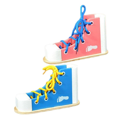 Juego de 2 zapatos de juguete con cordones para enseñar